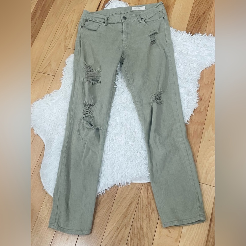 Pistola Light Sage Green Destroyed Skinny Jeans